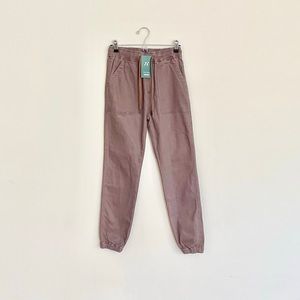 NEW HALARA Brown Canvas Stretch Pull On Joggers Pants Adult size Small